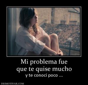 Mi problema fue que te quise mucho y te conocí poco ...