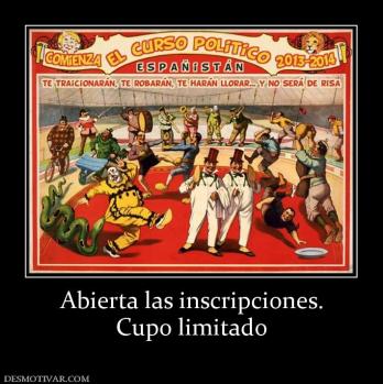 Abierta las inscripciones. Cupo limitado