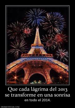 Que cada lágrima del 2013 se transforme en una sonrisa en todo el 2014.