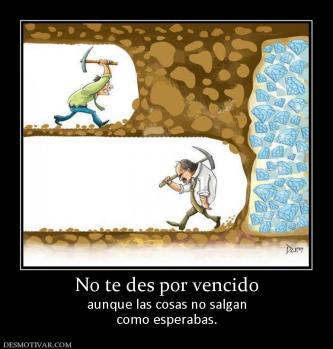 No te des por vencido aunque las cosas no salgan como esperabas.
