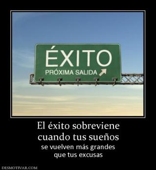 El éxito sobreviene cuando tus sueños se vuelven más grandes que tus excusas