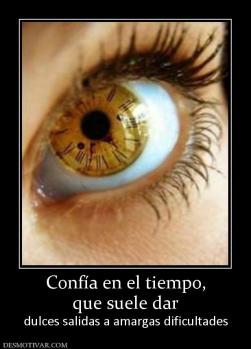 Confía en el tiempo, que suele dar  dulces salidas a amargas dificultades