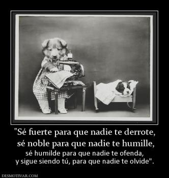 sé noble para que nadie te humille, sé humilde para que nadie te ofenda, y sigue siendo tú, para que nadie te olvide