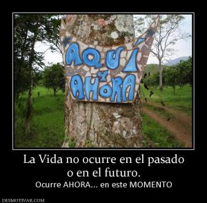 La Vida no ocurre en el pasado o en el futuro. Ocurre AHORA... en este MOMENTO