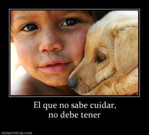 El que no sabe cuidar, no debe tener