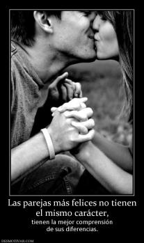 Las parejas más felices no tienen el mismo carácter, tienen la mejor comprensión de sus diferencias.