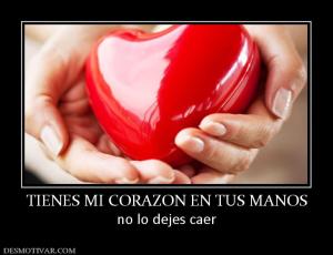 TIENES MI CORAZON EN TUS MANOS no lo dejes caer