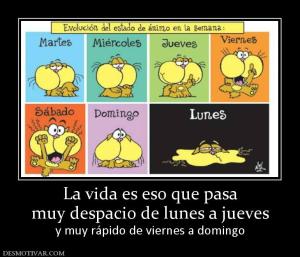 La vida es eso que pasa muy despacio de lunes a jueves y muy rápido de viernes a domingo