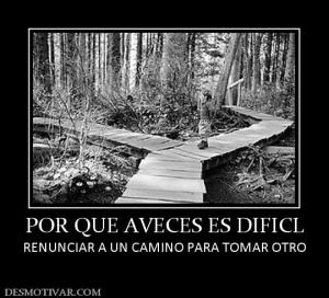 POR QUE AVECES ES DIFICL RENUNCIAR A UN CAMINO PARA TOMAR OTRO