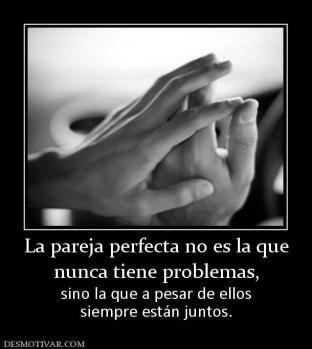 La pareja perfecta no es la que nunca tiene problemas,  sino la que a pesar de ellos siempre están juntos.