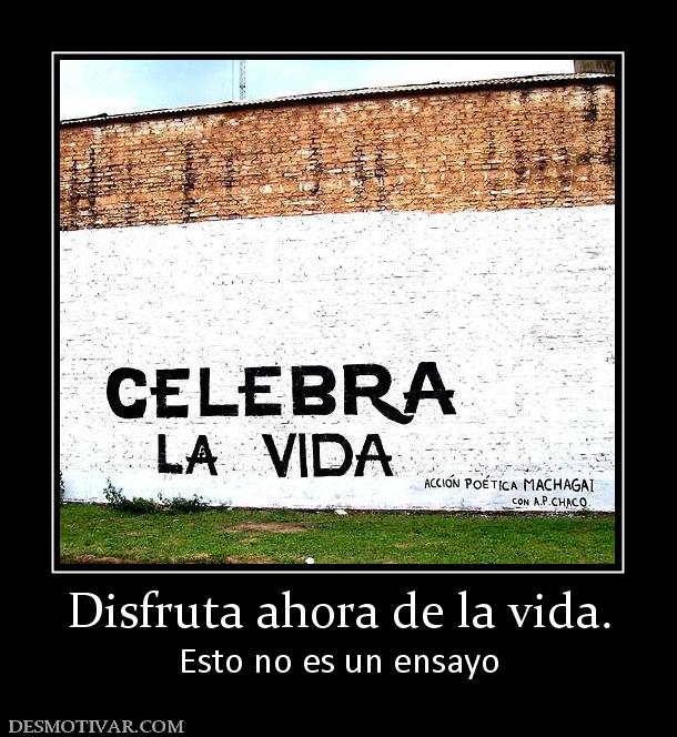 Disfruta ahora de la vida. Esto no es un ensayo