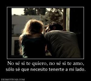 No sé si te quiero, no sé si te amo, sólo sé que necesito tenerte a mi lado.