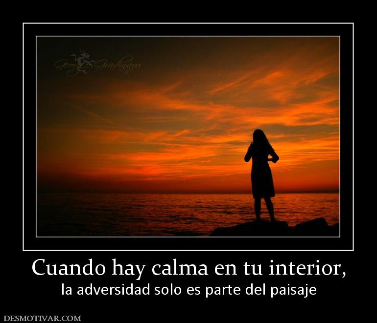 Cuando hay calma en tu interior, la adversidad solo es parte del paisaje