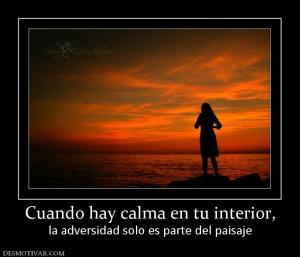 Cuando hay calma en tu interior, la adversidad solo es parte del paisaje