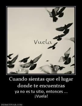 Cuando sientas que el lugar donde te encuentras ya no es tu sitio, entonces ... ¡Vuela!