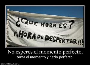 No esperes el momento perfecto, toma el momento y hazlo perfecto.