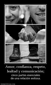 Amor, confianza, respeto, lealtad y comunicación; cinco partes esenciales de una relación exitosa.