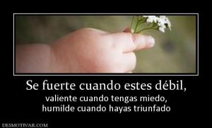 Se fuerte cuando estes débil, valiente cuando tengas miedo, humilde cuando hayas triunfado