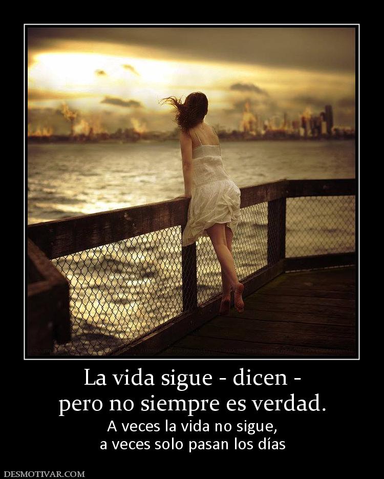 La vida sigue - dicen - pero no siempre es verdad. A veces la vida no sigue, a veces solo pasan los días