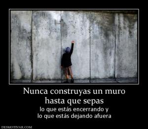 Nunca construyas un muro hasta que sepas lo que estás encerrando y lo que estás dejando afuera