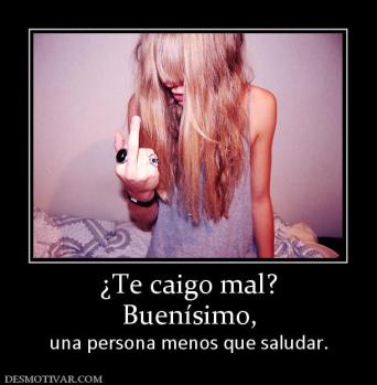¿Te caigo mal? Buenísimo, una persona menos que saludar.