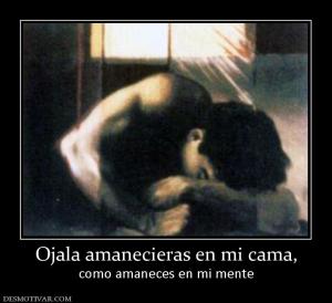Ojala amanecieras en mi cama, como amaneces en mi mente