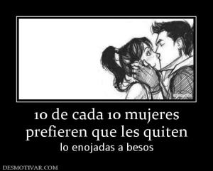 10 de cada 10 mujeres prefieren que les quiten lo enojadas a besos