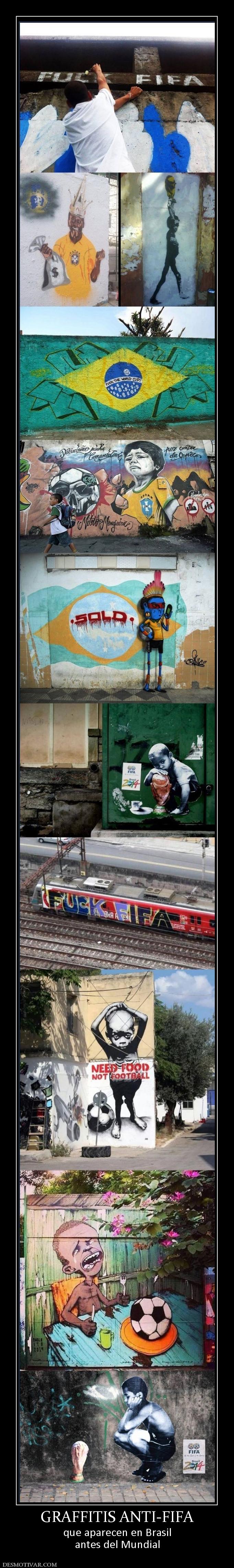 GRAFFITIS ANTI-FIFA que aparecen en Brasil antes del Mundial
