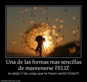 Una de las formas mas sencillas de mantenerse FELIZ es dejar ir las cosas que te hacen sentir triste!!!