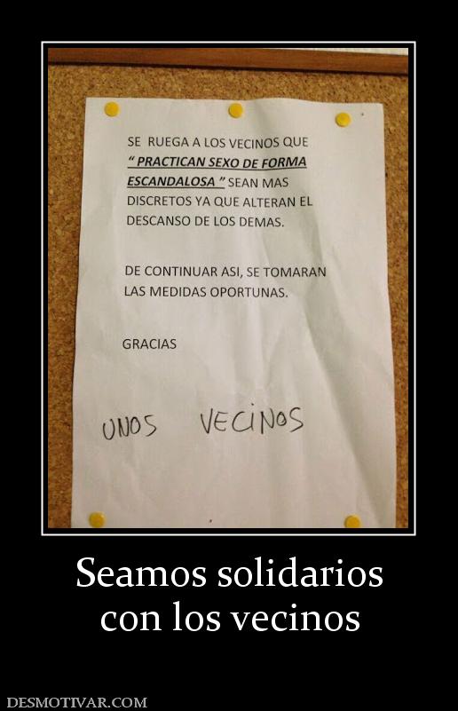 Seamos solidarios con los vecinos