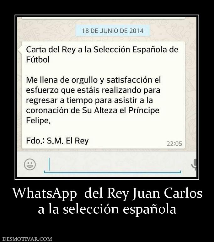 WhatsApp  del Rey Juan Carlos a la selección española