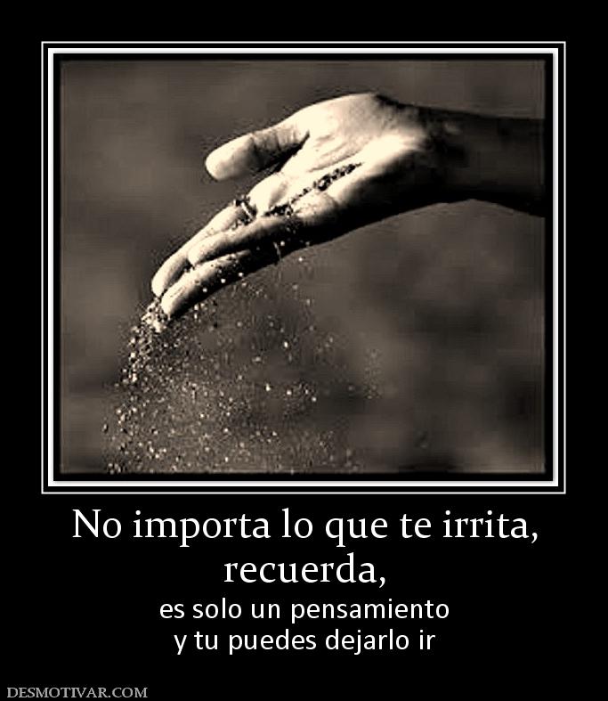 No importa lo que te irrita, recuerda,  es solo un pensamiento y tu puedes dejarlo ir