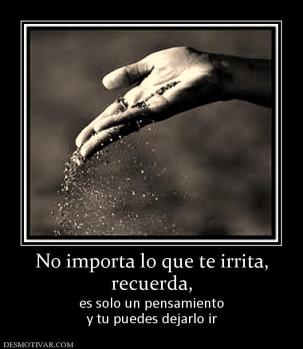 No importa lo que te irrita, recuerda,  es solo un pensamiento y tu puedes dejarlo ir
