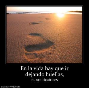 En la vida hay que ir dejando huellas,  nunca cicatrices