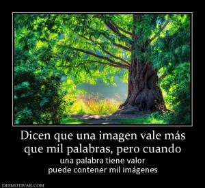 Dicen que una imagen vale más que mil palabras, pero cuando una palabra tiene valor puede contener mil imágenes