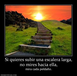 Si quieres subir una escalera larga, no mires hacia ella, mira cada peldaño.