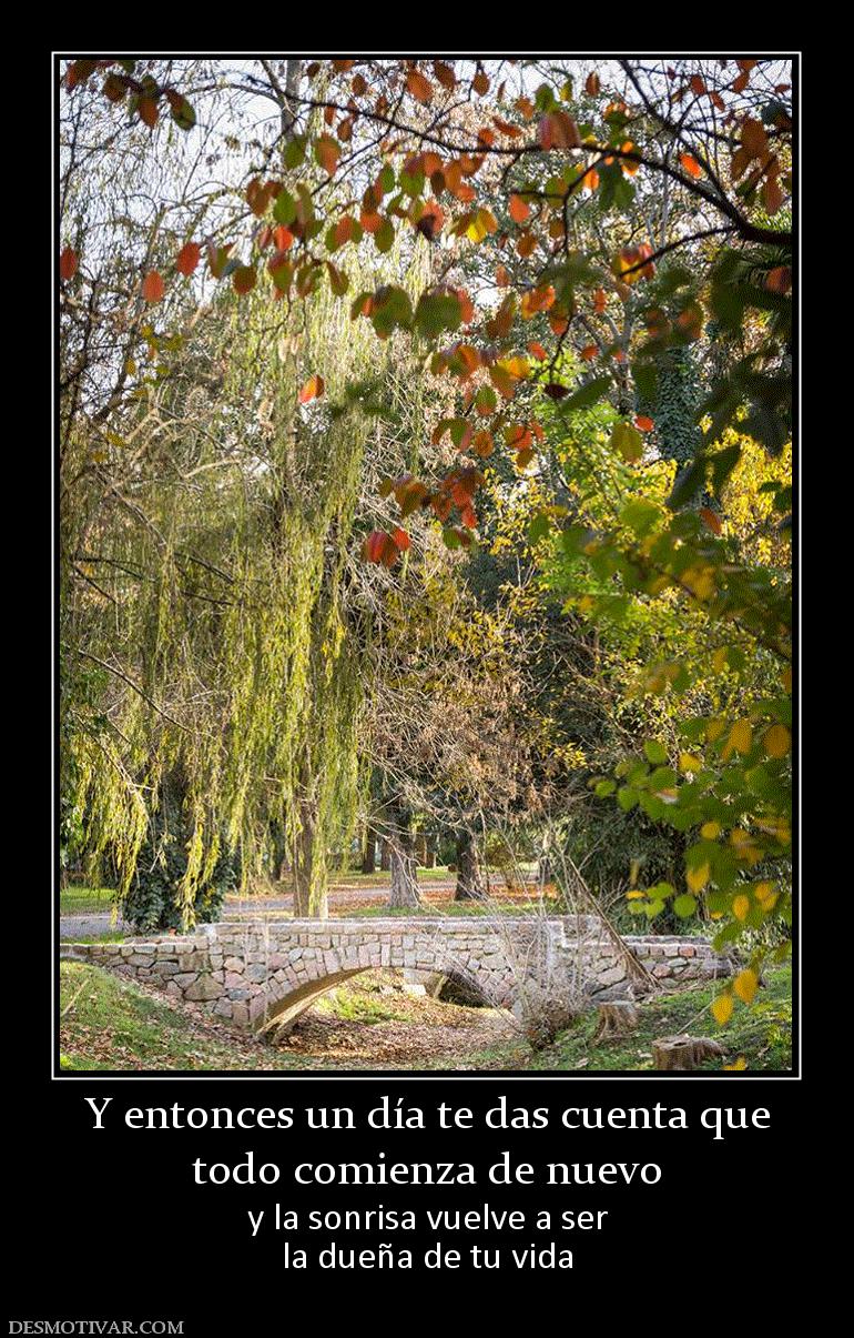Y entonces un día te das cuenta que todo comienza de nuevo y la sonrisa vuelve a ser la dueña de tu vida