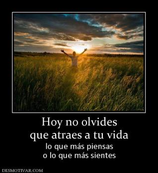 Hoy no olvides que atraes a tu vida  lo que más piensas o lo que más sientes