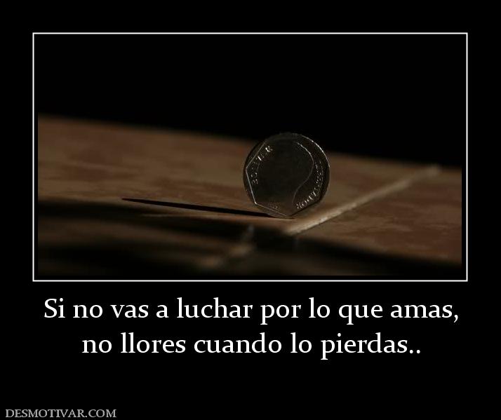 Si no vas a luchar por lo que amas, no llores cuando lo pierdas..
