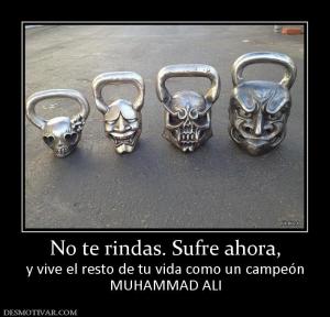 No te rindas. Sufre ahora, y vive el resto de tu vida como un campeón MUHAMMAD ALI