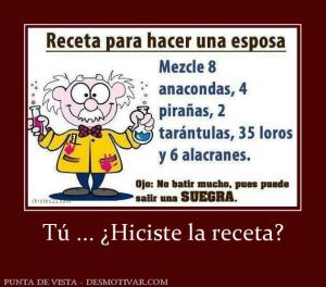 Tú ... ¿Hiciste la receta?