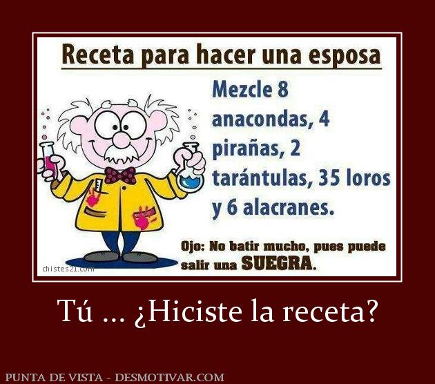 Tú ... ¿Hiciste la receta?