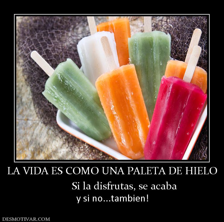 LA VIDA ES COMO UNA PALETA DE HIELO          Si la disfrutas, se acaba  y si no...tambien!