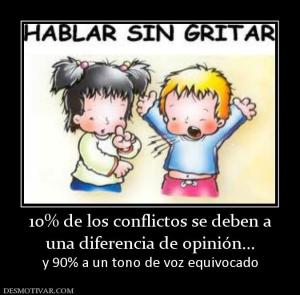 10% de los conflictos se deben a una diferencia de opinión... y 90% a un tono de voz equivocado