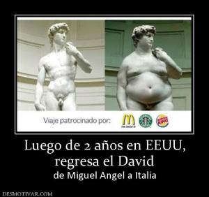 Luego de 2 años en EEUU, regresa el David de Miguel Angel a Italia