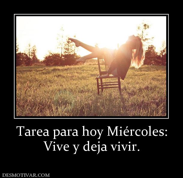 Tarea para hoy Miércoles: Vive y deja vivir.