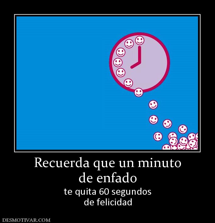 Recuerda que un minuto de enfado te quita 60 segundos de felicidad