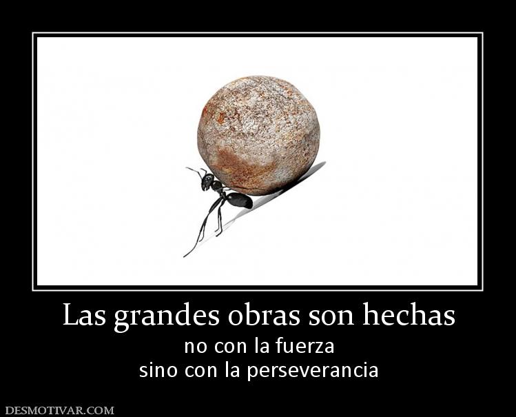 Las grandes obras son hechas no con la fuerza sino con la perseverancia