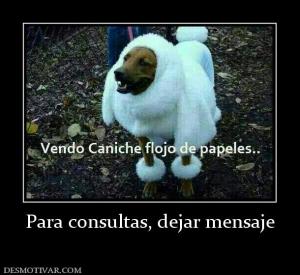 Para consultas, dejar mensaje