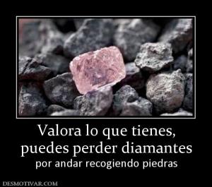 Valora lo que tienes, puedes perder diamantes por andar recogiendo piedras